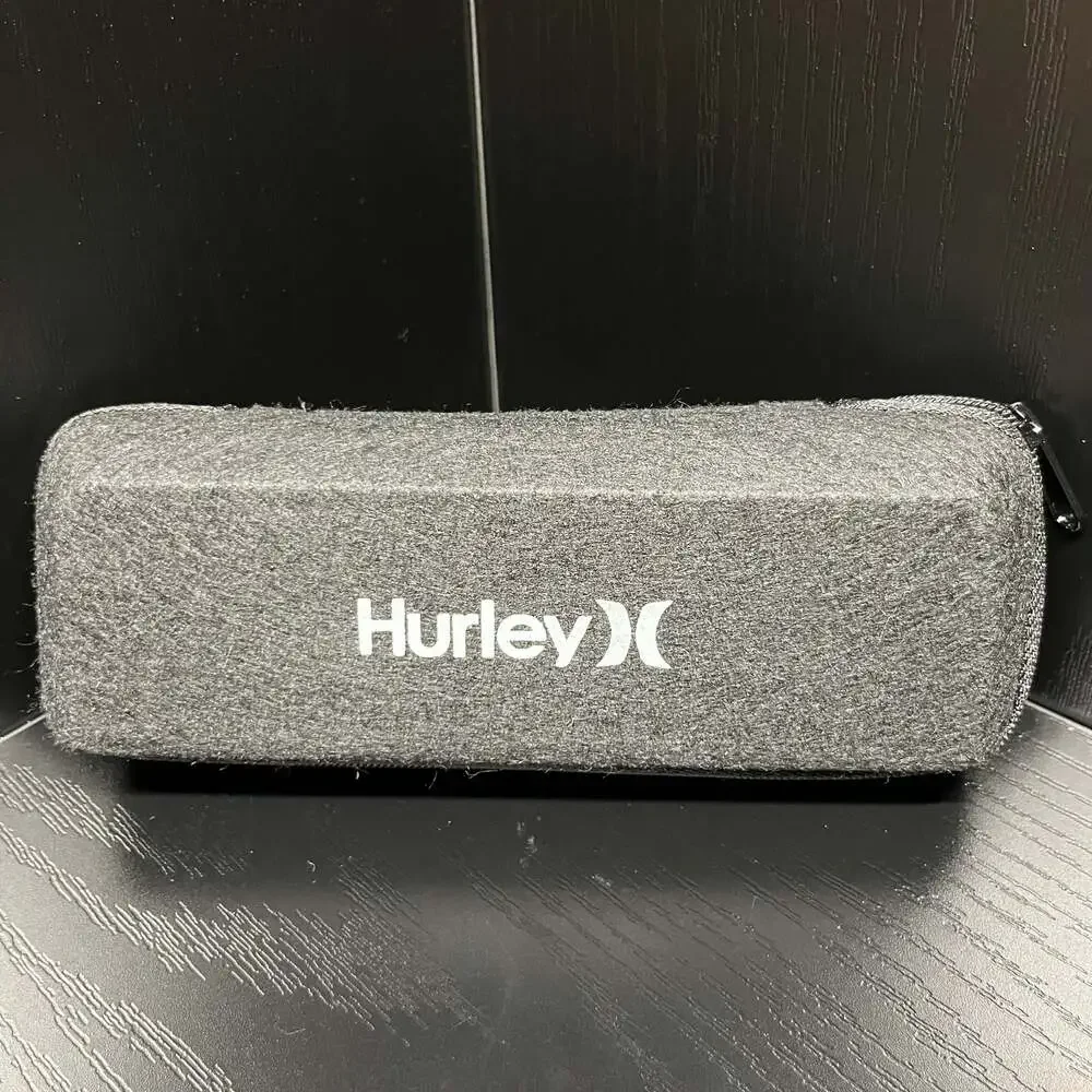 Hurley Hard Shell Zippered Sunglasses Case and Cleaning Cloth Grey